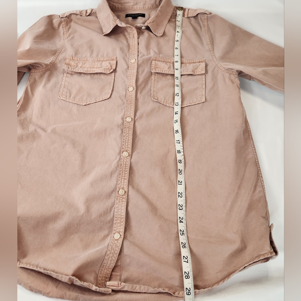 Banana Republic Shirt Womens L Dusty Rose Button Up Utility Soft Wash Casual - Picture 10 of 12